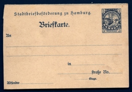 ENTIER POSTAL NEUF ALLEMAGNE- EMPIRE- CARTE PRIVÉE VOILIER- BRIEFKARTE HAMBURG 3 Pf. NOIR - Private & Local Mails