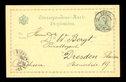 AUSTRIA, BOSNIA AND HERZEGOVINA - Stationery Addressed To Dresden, Cancelled With T.P.O. Sarajevo-Bos. Brod / 2 Scans - Sonstige & Ohne Zuordnung