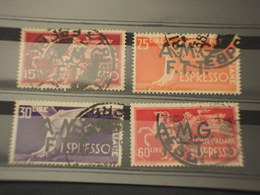 TRIESTE ZONA A - ESPRESSI - 1947/8 PIEDE E CAVALLO 4 VALORI - TIMBRATI/USED - Poste Exprèsse