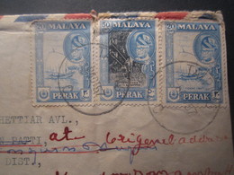 1957 MALAYA COVER To INDIA - Perak