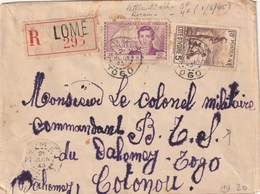 LETTRE RECOMMANDEE 1945 LOME Affranchissement Timbe Togo Et Côte D'Ivoire - Cartas & Documentos