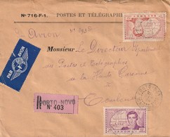 LETTRE RECOMMANDEE 1939 PORTO-NOVO Bel Affranchissement - Storia Postale