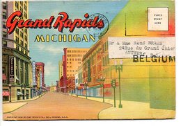 USA Michigan Grand Rapids   Map  W/ 18 Views ( 9x2)  Envelopje 18 Zichten Vues  Rare Zeldzaam - Grand Rapids