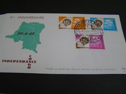 Congo 1965 5 Th Anniversaire  No 594/598 FDC.. - FDC
