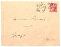 GARE D'HIRSON Aisne Lettre 10c Semeuse Yv 138  Ob 13 7 1912 - Covers & Documents