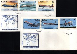 Cuba 1988 Transatlantic Flights FDC - Brieven En Documenten