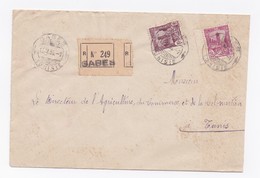 ENVELOPPE RECOMMANDEE DE GABES POUR TUNIS DU 13/05/1936 - Briefe U. Dokumente