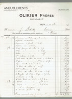 M-Facture Olikier Frères - Ameublements A Huy Le 31-Octobre-1915 Vers Héron - 1900 – 1949