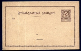 ENTIER POSTAL ALLEMAGNE- PRIVAT-STADTPOST STUTTGART NEUF- ZWEI Pf.  RARE BRUN SUR BEIGE- - Private & Local Mails