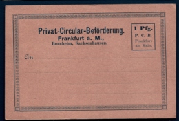RARE ENTIER POSTAL ILLUSTRÉ ALLEMAGNE- PRIVAT-CIRCULAR- BEFORDERUNG- FRANKFURT- NEUF- 1 Pf  P.C.B.NOIR- - Private & Local Mails