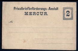 RARE ENTIER POSTAL ALLEMAGNE- PRIVATBRIEF- ANSTALT MERCUR- 2 Pf NOIR - NEUF- - Private & Local Mails