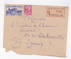 ENVELOPPE RECOMMANDEE DE TESTOUR POUR TUNIS DU 26/08/1946 - Lettres & Documents