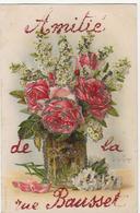 Amitié De La Rue Bausset (probablement PARIS) - TRES BELLE CARTE FANTAISIE - Roses Avec Brillants - - Other & Unclassified