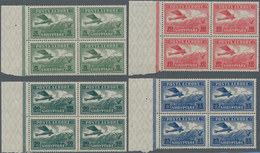 Albanien: 1925, Adria Aero-Lloyd As Mint Blocks Of Four From Bopgenrand, 3 Fr With HAN And 2 Fr With - Albanie