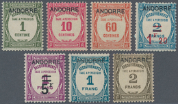 Andorra - Französische Post - Portomarken: 1931, 1 C - 5 Fr Postage Dues, 7 Different Values, VF MLH - Briefe U. Dokumente