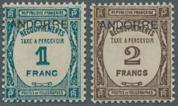 Andorra - Französische Post - Portomarken: 1932, 1 Fr And 2 Fr Overprint Stamps Of France, Mint Neve - Briefe U. Dokumente