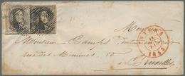 Belgien: 1855, Small Cover From Anvers To Brussels Franked By Two Singles Of 10c. Blackish Brown (di - Covers & Documents