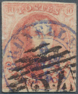 Belgien: 1851/1854, 40c. Rose, Fresh Colour, Full Margins (some Nicks At Left), Oblit. By Numeral "2 - Briefe U. Dokumente