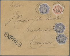 Belgien: 1902, 5 C Brown And Three Items 10 C Violet On Expres-letter From Chatelineau To Hinzinne, - Lettres & Documents