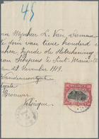 Belgien: 1919, 50 C Carmine/black On Interesting Handwritten Formular, On Reverse Circle Stamp NEDER - Brieven En Documenten