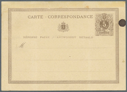 Belgien - Ganzsachen: 1873, Reply Card 5c. + 5c., Group Of Three Proofs: Asking And Reply Part In Is - Sonstige & Ohne Zuordnung