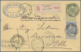 Belgien - Ganzsachen: 1900. Registered Postal Stationery Card 5c Grey Upgraded With Yvert 60, 25c Bl - Autres & Non Classés