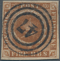Dänemark: 1851, 4 RBS Brown, Cancelled With "47", Fresh Color And Still Full Margins. - Used Stamps