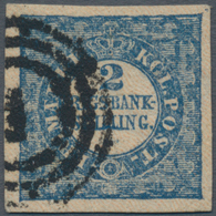 Dänemark: 1851-52 2 R.B.S. Blue, Thiele Printing, Type 9, Used And Cancelled By Numeral Handstamp, W - Oblitérés