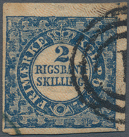 Dänemark: 1851-52 2 R.B.S. Blue, Thiele Printing, Plate II, No. 22, Type 6, Used And Cancelled By Nu - Used Stamps