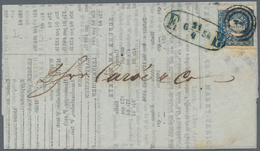 Dänemark: 1851-52 2 R.B.S. Blue, Thiele Printing, Plate I, No. 30, Type 6, Used On Printed Market Re - Used Stamps