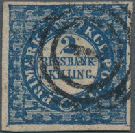 Dänemark: 1852, 2 Rigsbankskilling Blue, Wide To Large Margins, Thiele, Plate I, No.54, Type 2, Prin - Oblitérés