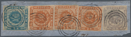 Dänemark: 1854 2s. Blue And 16s. Grey-violet Used In Combination With 1858 4s. Brown (three Singles) - Used Stamps