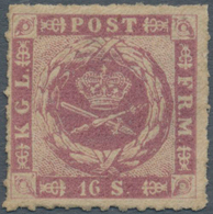 Dänemark: 1863 Square Issue 16s. Rose Lilac, Type II, ROULETTED, Unused Without Gum, Of Intense Colo - Used Stamps