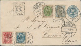 Dänemark: 1896 Destination CHINA: Postal Stationery Envelope 4øre Used Registered From Slagelse To C - Used Stamps