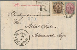 Dänemark: 1875, Ziffern 12 Öre Und 16 Öre (minimal Getönte Zahnspitzen) Mit Nr.-St. "1" Und K1 "KJOB - Used Stamps