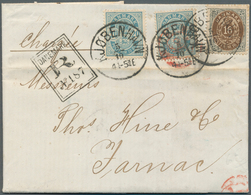 Dänemark: 1887. Registered Envelope Addressed To France Bearing Yvert 26, 16o Grey And Brown And Yve - Used Stamps