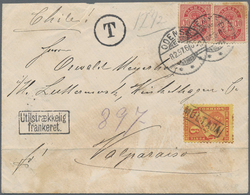 Dänemark: 1897 Destination CHILE: Cover From Odense To Valparaiso, Chile, Insufficiently Franked By - Used Stamps