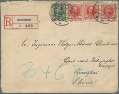 Dänemark: 1909 Destination SHANGHAI, CHINA: Registered Cover From Charlottenlund To Shanghai, China, - Gebraucht
