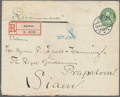 Dänemark: 1909 Destination THAILAND: Postal Stationery Envelope 5øre Green Used Registered From Aarh - Gebraucht