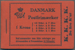 Dänemark - Markenheftchen: 1929, Stamp Booklet 1kr. Black On Red (10 X 7öre, 4 X 5öre, 4 X 2öre And - Booklets