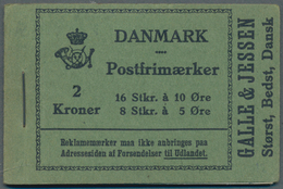 Dänemark - Markenheftchen: 1930, Stamp Booklet 2kr. Black On Green (16 X 10öre And 8 X 5öre) With 'G - Carnets