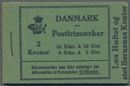 Dänemark - Markenheftchen: 1931, Stamp Booklet 2kr. Black On Green (16 X 10öre And 8 X 5öre) With 'G - Carnets