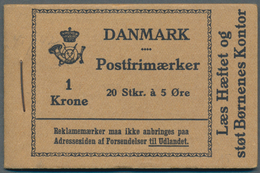 Dänemark - Markenheftchen: 1931, Stamp Booklet 1kr. Black On Brown (20 X 5öre) With 'Galle & Jessen - Carnets