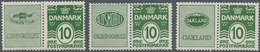 Dänemark - Zusammendrucke: 1928, 10öre Green With Three Different Advertising Labels CHEVROLET, OLDS - Autres & Non Classés