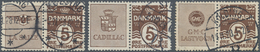 Dänemark - Zusammendrucke: 1928, 5öre Brown With Three Different Advertising Labels LA SALLE, CADILL - Sonstige & Ohne Zuordnung