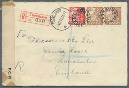 Dänemark - Färöer: 1940. Registered Envelope To Manchester Bearing Denmark Yvert 217, 25ø Brown (pai - Faeroër