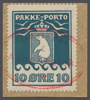 Dänemark - Grönländisches Handelskontor: 1931, 10 Öre Auf Briefstück Mit Rotem Ovalstempel "Udstedet - Sonstige & Ohne Zuordnung