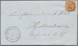 Dänemark - Stempel: 1856, Extremly Rare EARLIEST MUTE 5-RING CANCEL (stummer 5-Ring Stempel) On Enti - Franking Machines (EMA)