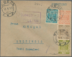 Estland: 1918/1919, 5kop. Reddish Orange, 15kop. Greenish Blue, 35p. Olive-grey And 70p. Olive, Attr - Estonie