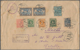 Estland: 1919, Registered Letter From TALLINN 12.10.19 To Valetta, Malta. Rare Destination. - Estonie
